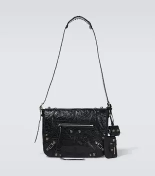 Кожаная сумка через плечо Le Cagole среднего размера Balenciaga, черный