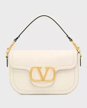 Кожаная сумка через плечо Loco VLOGO с клапаном Valentino Garavani, цвет Ivory