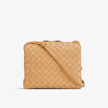 Кожаная сумка через плечо Loop Intrecciato Bottega Veneta, желтый