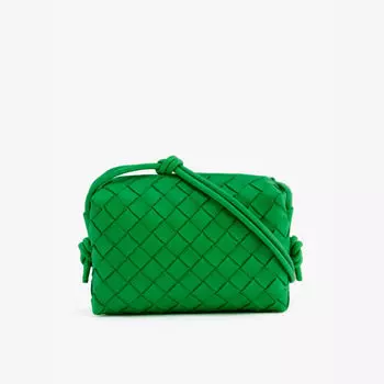 Кожаная сумка через плечо loop mini intrecciato Bottega Veneta, желтый
