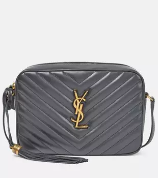 Кожаная сумка через плечо Lou Camera Saint Laurent, серый