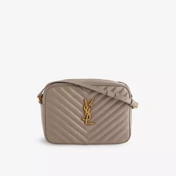 Кожаная сумка через плечо Lou среднего размера Saint Laurent, коричневый