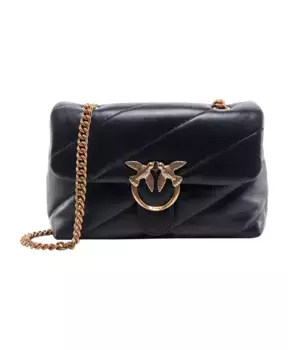 Кожаная сумка через плечо Love Birds Matelass Pinko, черный