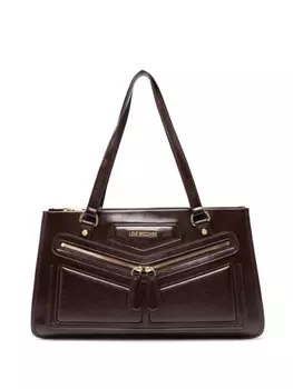 Кожаная сумка через плечо Love Moschino, коричневый