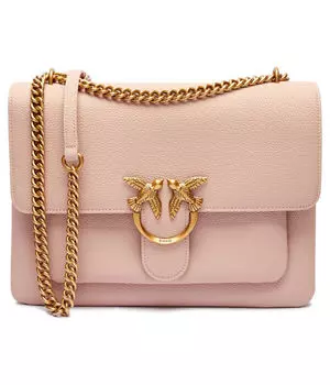 Кожаная сумка через плечо love one soft большая Pinko, розовый