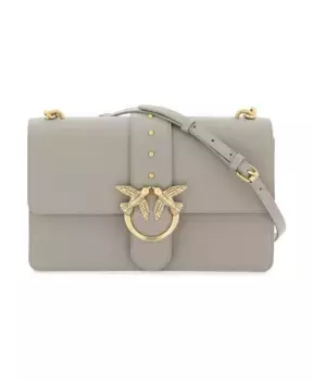 Кожаная сумка через плечо Lovebirds Pinko, серый