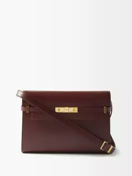 Кожаная сумка через плечо manhattan Saint Laurent, бургундия