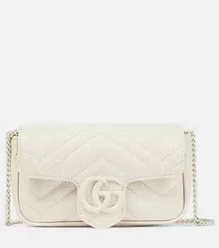 Кожаная сумка через плечо Marmont Super Mini Gucci, белый