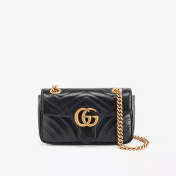 Кожаная сумка через плечо Marmont XS Gucci, цвет nero/nero