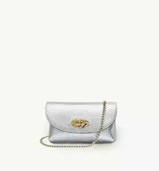 Кожаная сумка через плечо Mila для телефона Apatchy London, серебро