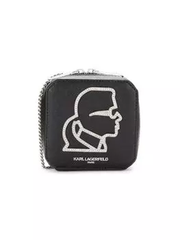 Кожаная сумка через плечо Mini Ikons с эффектом металлик Karl Lagerfeld Paris, цвет Black Silver