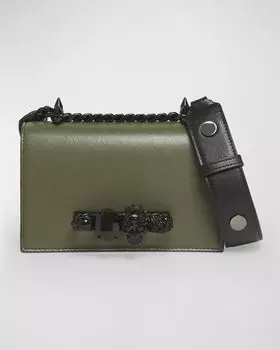 Кожаная сумка через плечо Mini Skull Jewel Alexander McQueen, цвет Khaki Green Black