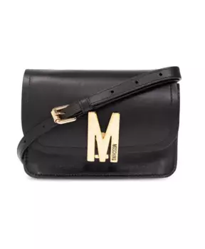 Кожаная сумка через плечо Moschino, черный