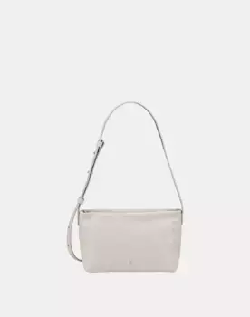 Кожаная сумка через плечо на молнии Dudu, светло-серый