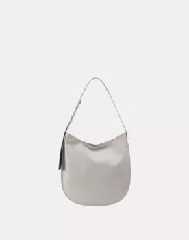 Кожаная сумка через плечо на молнии Dudu, светло-серый