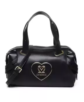 Кожаная сумка через плечо на молнии Love Moschino, черный