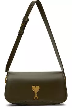 Кожаная сумка через плечо Paris Paris Ami Paris, черный