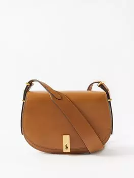 Кожаная сумка через плечо polo id Polo Ralph Lauren, коричневый