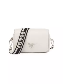 Кожаная сумка через плечо Prada, белый