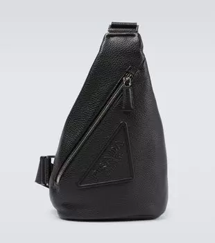 Кожаная сумка через плечо Prada, черный