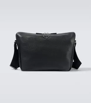 Кожаная сумка через плечо Prada, черный