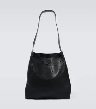 Кожаная сумка через плечо Prada, черный
