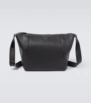 Кожаная сумка через плечо Prada, черный