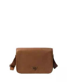 Кожаная сумка через плечо Prada, коричневый