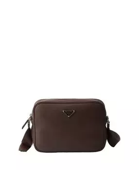 Кожаная сумка через плечо Prada, коричневый