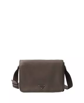 Кожаная сумка через плечо Prada, серый