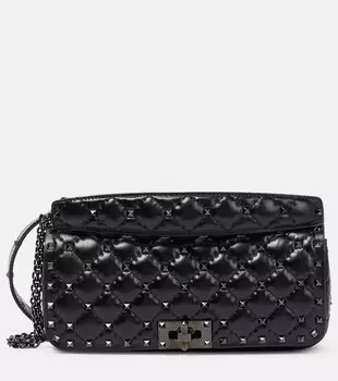 Кожаная сумка через плечо Rockstud Spike Valentino Garavani, черный