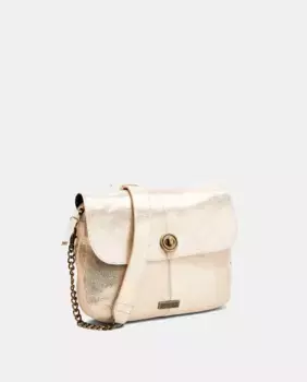 Кожаная сумка через плечо с эффектом металлик Pieces, розовый