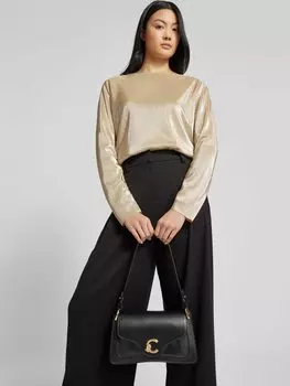 Кожаная сумка через плечо с этикеткой Coccinelle, черный