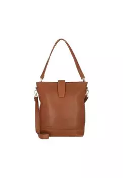 Кожаная сумка через плечо с бантом, отделение для ноутбука 30 см PLEVIER, цвет Cognac