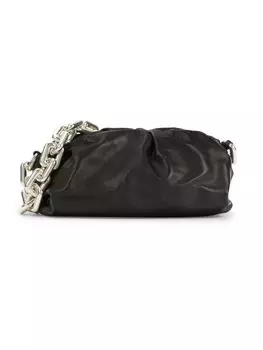 Кожаная сумка через плечо с цепочкой Bottega Veneta, цвет Black Silver