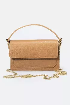 Кожаная сумка через плечо с цепочкой Massimo Castelli, бежевый