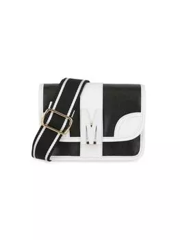Кожаная сумка через плечо с цветными блоками Moschino, цвет Black White