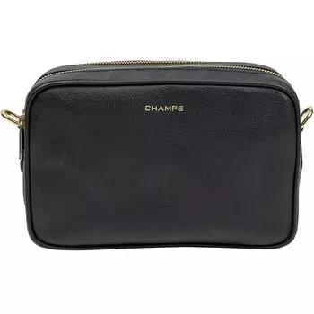 Кожаная сумка через плечо с двойной молнией из коллекции Champs Gala, черный