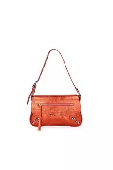 Кожаная сумка через плечо с карманами Roberta Rossi, оранжевый