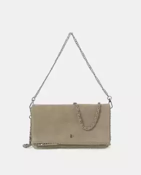 Кожаная сумка через плечо с клапаном серо-коричневого цвета Brownie, цвет Marrn claro