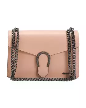 Кожаная сумка через плечо с клапаном в форме подковы, сделанная в Италии Marina Galanti, цвет Nude