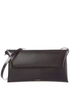 Кожаная сумка через плечо с логотипом Jil Sander, черный