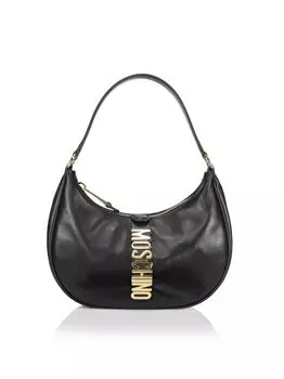 Кожаная сумка через плечо с логотипом Moschino, черный