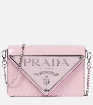 Кожаная сумка через плечо с логотипом Prada, Alabastro N