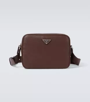 Кожаная сумка через плечо с логотипом Prada, Bruciato
