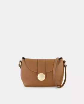 Кожаная сумка через плечо с металлическим клапаном на циферблате Latouche, коричневый