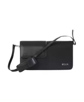 Кожаная сумка через плечо с металлическим логотипом Msgm, черный