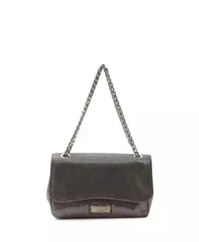 Кожаная сумка через плечо с подкладкой с логотипом Pompei Donatella, серый