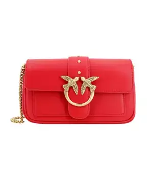 Кожаная сумка через плечо с пряжкой Love Birds Pinko, красный