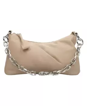 Кожаная сумка через плечо с ремешком цепочкой Estro, бежевый